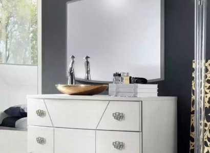 Bedroom set dresser mirror luxury complete white sideboard 2-piece